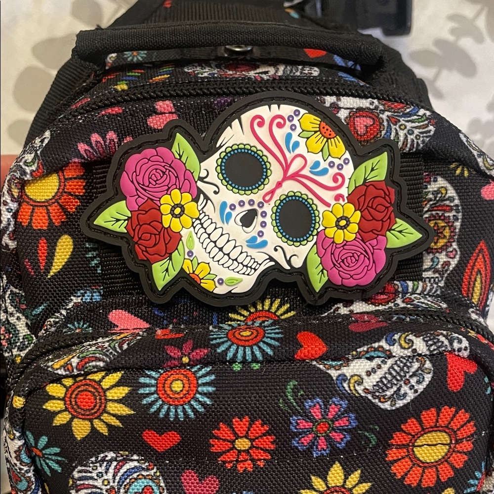 Floral Skull Patterned Backpack - Picture 2 of 5